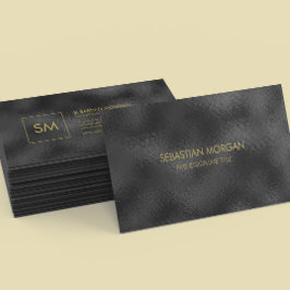 モダンシンプル黒ミニマル質感モノグラーム 名刺