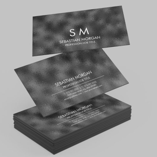 モダンシンプル黒ミニマル質感モノグラーム 名刺
