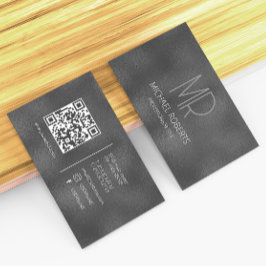 モダンシンプル黒ミニマル質感モノグラーム 名刺