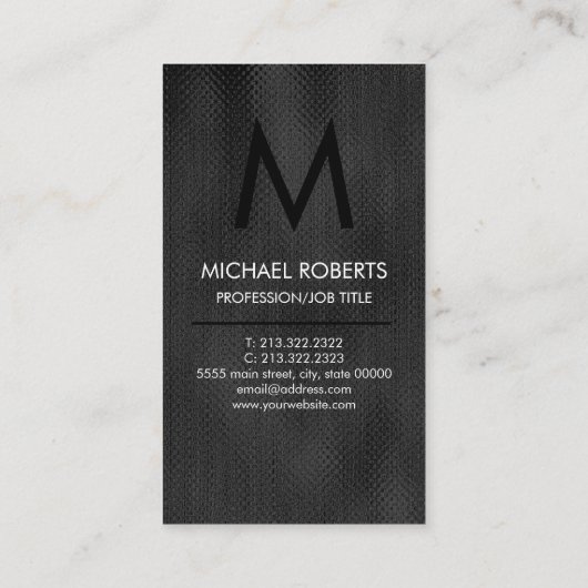モダンシンプル黒ミニマル質感モノグラーム 名刺 (裏面)