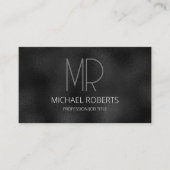 モダンシンプル黒ミニマル質感モノグラーム 名刺 (正面)