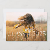 モダンシンプル黒写真卒業発表 招待状 (正面)