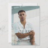 モダンシンプル黒写真卒業発表 招待状 (正面)