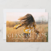 モダンシンプル黒写真卒業発表 招待状 (正面)