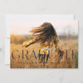 モダンシンプル黒写真卒業発表 招待状 (正面)