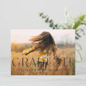 モダンシンプル黒写真卒業発表 招待状 (スタンド正面)