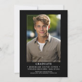 モダンシンプル黒写真卒業 案内状 (正面)