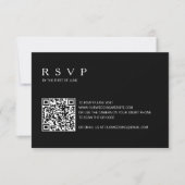 モダンシンプル黒写真QRコード結婚s 出欠カード (正面)