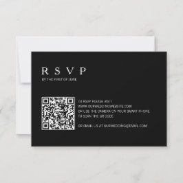 モダンシンプル黒写真QRコード結婚s 出欠カード
