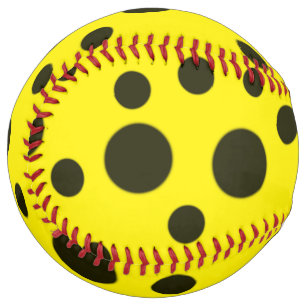 モダンシンプル黒水玉模様黄模様 ソフトボール