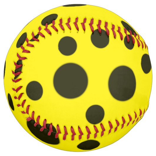 モダンシンプル黒水玉模様黄模様 ソフトボール (裏面右)