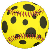 モダンシンプル黒水玉模様黄模様 ソフトボール (裏面)