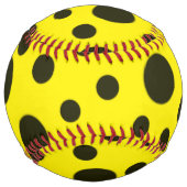 モダンシンプル黒水玉模様黄模様 ソフトボール (正面)