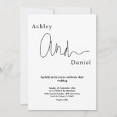 モダンシンプル黒白エレガントな結婚式 招待状 (正面)