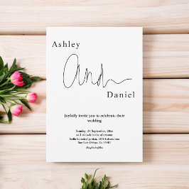 モダンシンプル黒白エレガントな結婚式 招待状