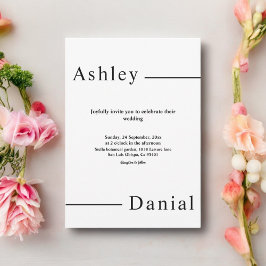 モダンシンプル黒白エレガントな結婚式 招待状