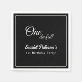 モダンシンプル黒白エレガント1歳 スタンダードカクテルナプキン (正面)