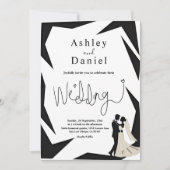 モダンシンプル黒白カップルシック結婚ズ 招待状 (正面)