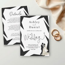 モダンシンプル黒白カップルシック結婚ズ