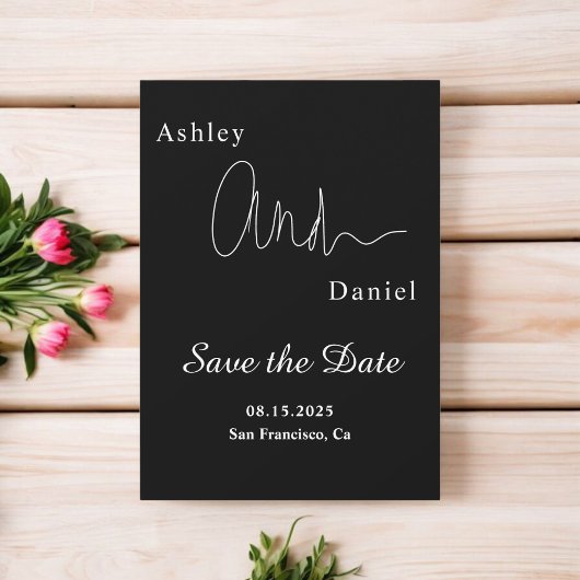 モダンシンプル黒白シッエレガントク結婚ズ セーブザデート