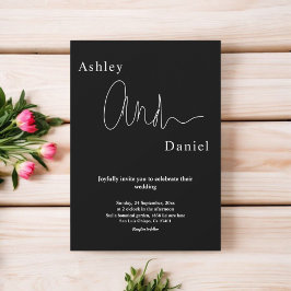 モダンシンプル黒白シッエレガントク結婚ズ 招待状