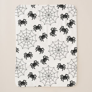 モダンシンプル黒白スパイダーハロウィーン シェルパブランケット