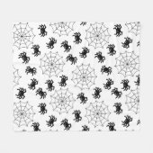 モダンシンプル黒白スパイダーハロウィーン フリースブランケット (正面(横))