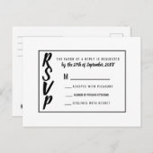 モダンシンプル黒白ピンストライプRSVP インビテーションポストカード (正面/裏面)