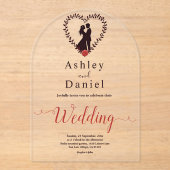 モダンシンプル黒白ロマン結婚ツ アクリル招待状 (正面)