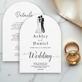 モダンシンプル黒白ロマン結婚ツ 招待状