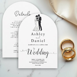 モダンシンプル黒白ロマン結婚ツ 招待状