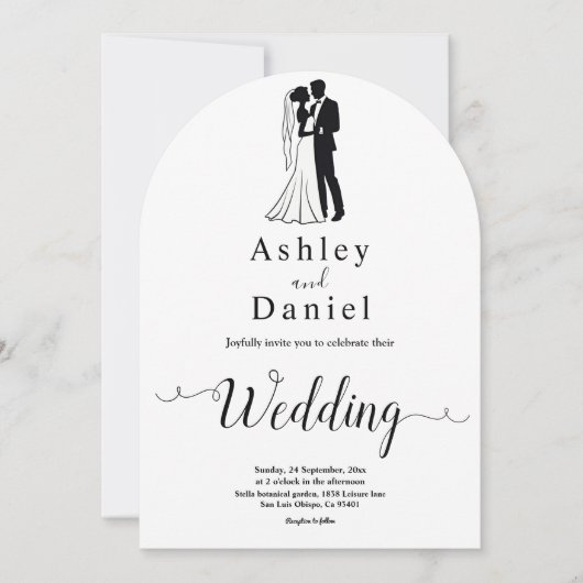 モダンシンプル黒白ロマン結婚ツ 招待状 (正面)