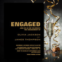 モダンシンプル黒金ゴールド婚約パーティ