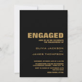 モダンシンプル黒金ゴールド婚約パーティ 招待状 (正面)