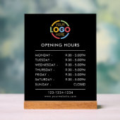 モダンシンプル黒 | ビジネスロゴ営業時間 アクリルサイン (ニュートラル)