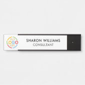 モダンシンプル黒・白のビジネスカスタムロゴ サインプレート (正面)