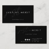 モダンシンプル黒・白の名刺 名刺 (正面/裏面)