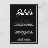 モダンシンプル黒・白シック結婚詳細 エンクロージャーカード (正面)