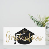 モダンシンプル黒・金ゴールド卒業パーティー 招待状 (スタンド正面)