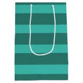 モダンシンプル2トーンストライプ幾何フォレストグリーン ミディアムペーパーバッグ (裏面)