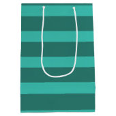 モダンシンプル2トーンストライプ幾何フォレストグリーン ミディアムペーパーバッグ (裏面)