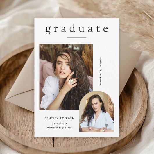 モダンシンプル2写真卒業 案内状