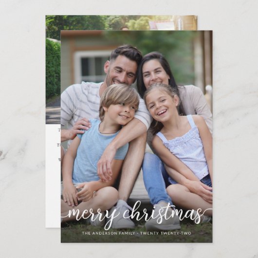 モダンシンプル2枚写真のクリスマスカード シーズンカード (正面/裏面)