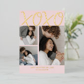 モダンシンプル3フォトバレンタインデー 箔シーズンカード (立ち正面)