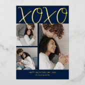 モダンシンプル3フォトヴァレンティーンズデイフォイルホリデー 箔シーズンカード (正面)