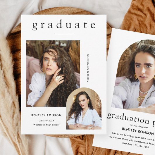 モダンシンプル3写真卒業 招待状