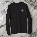 モダンシンプル3文字モノグラムタイポグラフィ 刺繍入り長袖Tシャツ<br><div class="desc">モダンシンプル3文字モノグラム前面とナペ。</div>