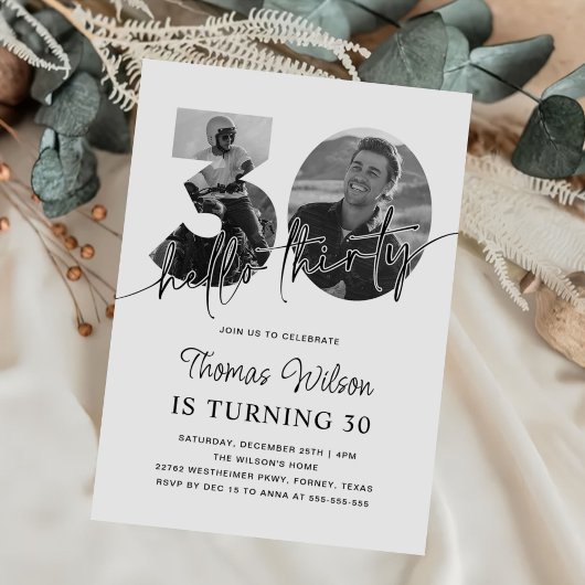 モダンシンプル30歳の誕生日 招待状