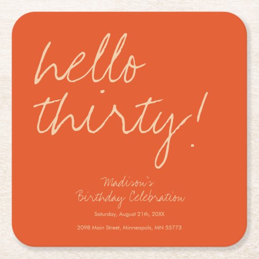 モダンシンプル30歳 スクエアペーパーコースター (正面)