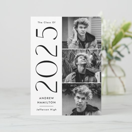 モダンシンプル3 2023年の写真クラス卒業 案内状 (スタンド正面)